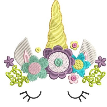 Animal Faces with flower crowns - single design - Unicorn