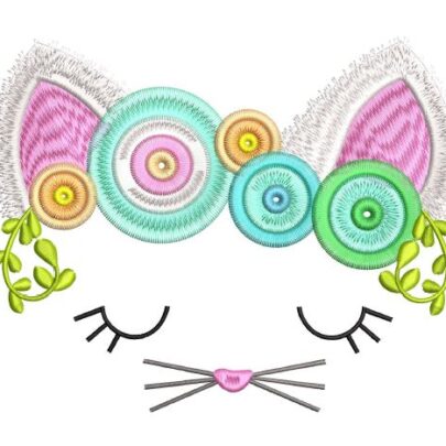 Animal Faces with flower crowns - single design - Kitten
