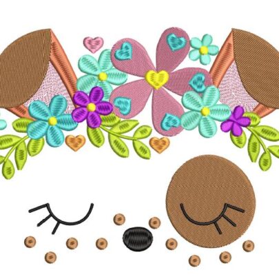 Animal Faces with flower crowns - single design - Puppy