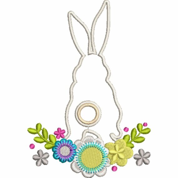 Applique Silhouette Bunny with flowers