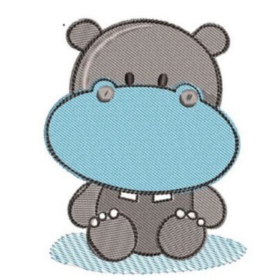 Cute Grey African Bush Animals - Hippo 1