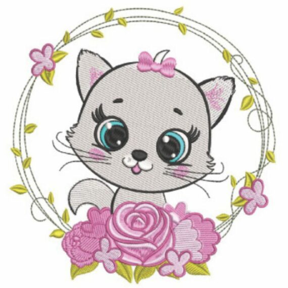 Cute Animals in flower frame - kitten