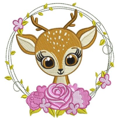 Cute Animals in flower frame - Deer