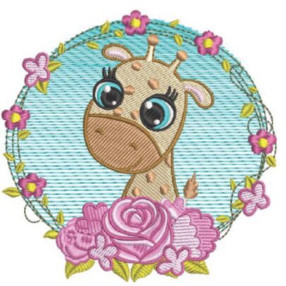 Cute Animals in flower frame - Giraffe