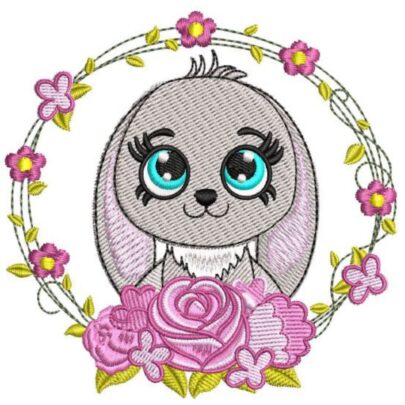 Cute Animals in flower frame - Bunny