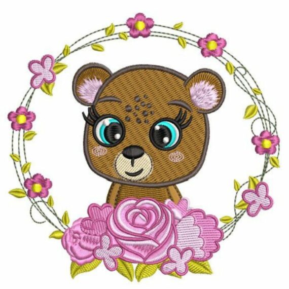 Cute Animals in flower frame - Bear