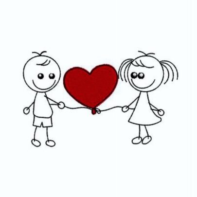 Love Stick figures - Holding heart