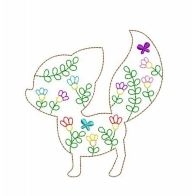 Flower Animals - Foxie Colourful Raw Edge Applique