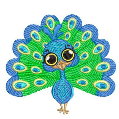 Cute Big Eye Safari Animals - Peacock