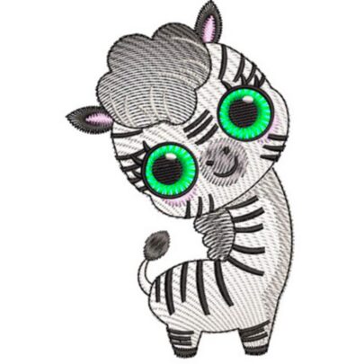 Cute Big Eye Safari Animals - Zebra