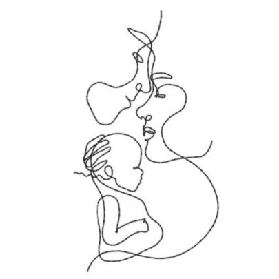Line Art Family Love - Mom, Dad, Baby
