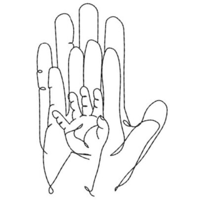 Line Art Family Love - Mom,Dad,Baby Hands