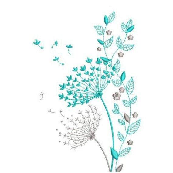 Dandelions - Blue and Grey - Single Design