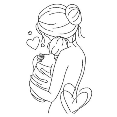 Line Art Mom and Baby - Single