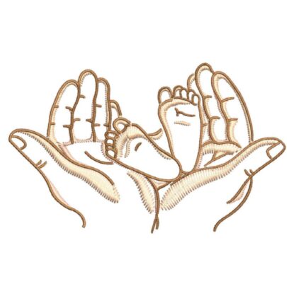 Hands with baby feet - single