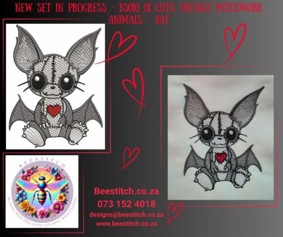 Cute Vintage Patchwork Animals - Bat - Image 2