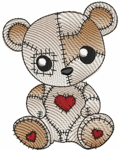 Cute Vintage Patchwork Animals - Bear