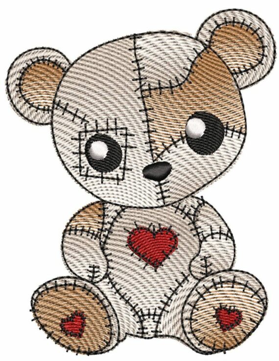 Cute Vintage Patchwork Animals - Bear
