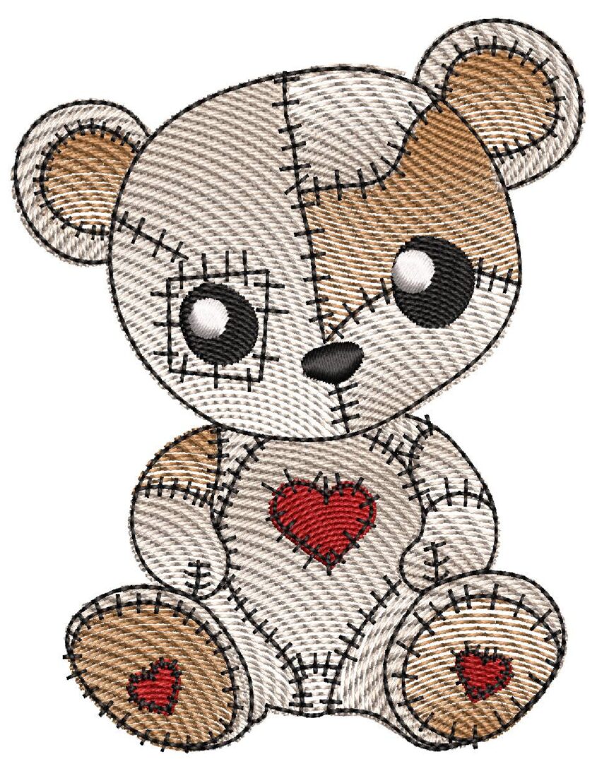 Cute Vintage Patchwork Animals - Bear