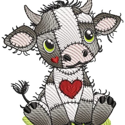 Cute Vintage Patchwork Animals - Cow