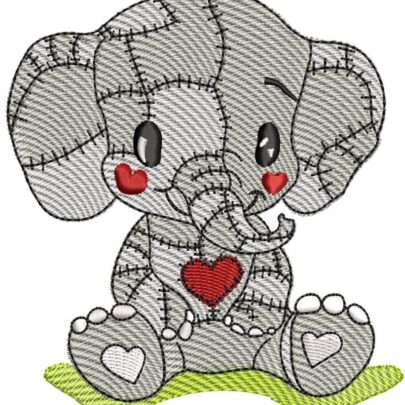 Cute Vintage Patchwork Animals - Elephant
