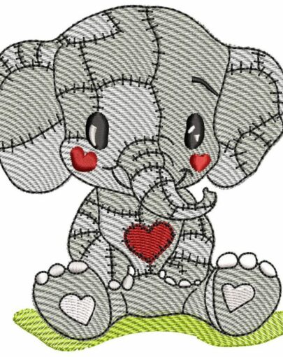 Cute Vintage Patchwork Animals - Elephant