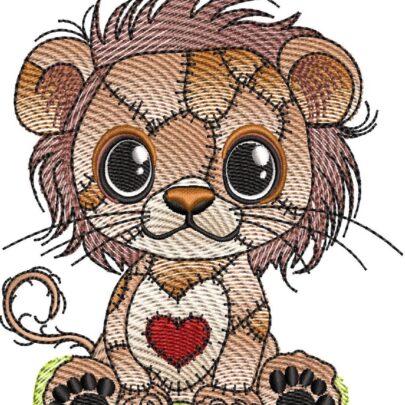 Cute Vintage Patchwork Animals - Lion