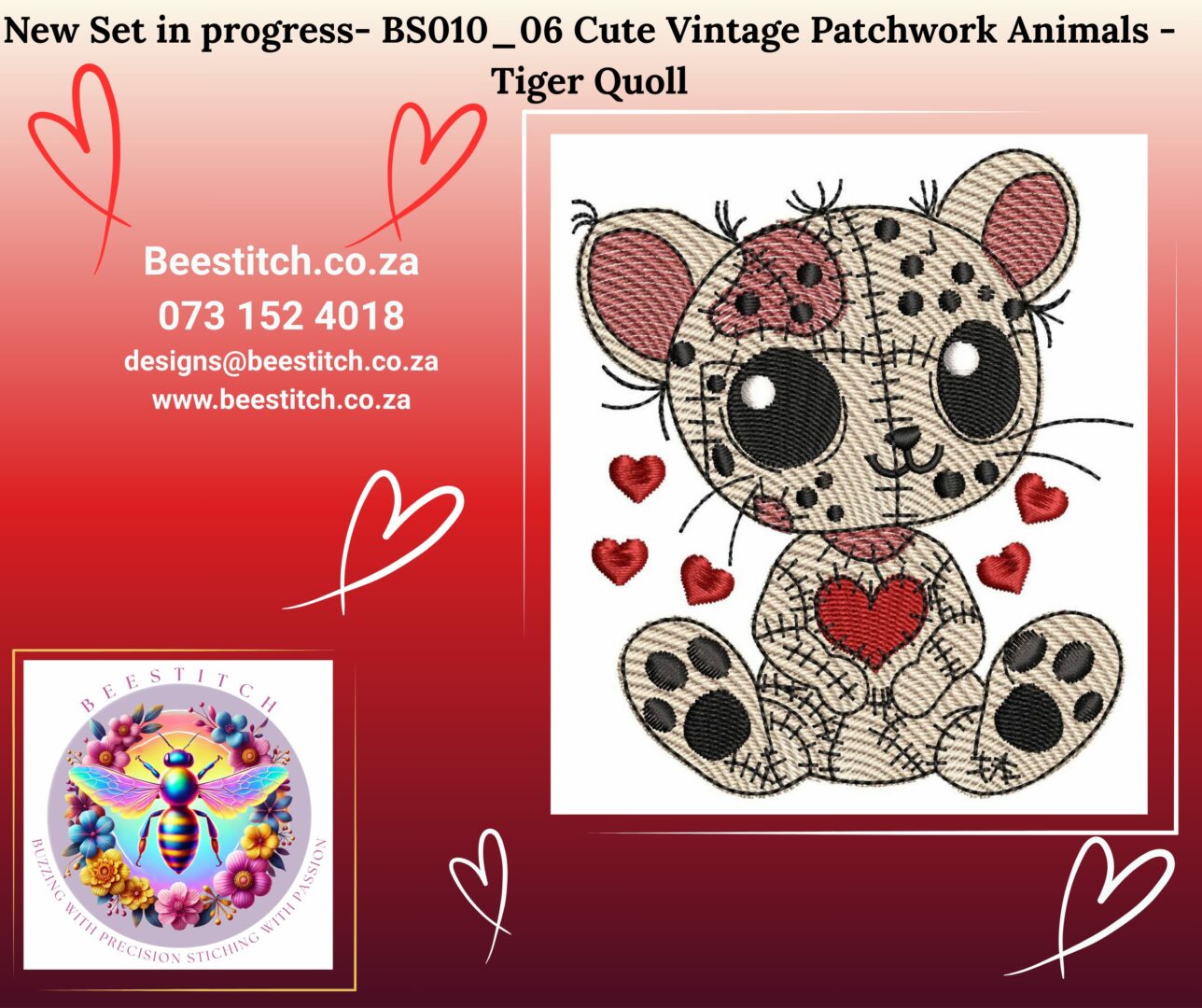Cute Vintage Patchwork Animals - Baby Quoll - Image 2