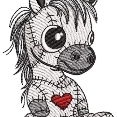 Cute Vintage Patchwork Animals - Baby Horse