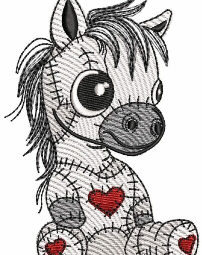 Cute Vintage Patchwork Animals - Baby Horse
