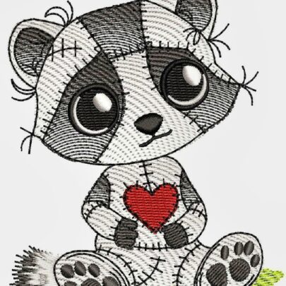 Cute Vintage Patchwork Animals - Raccoon