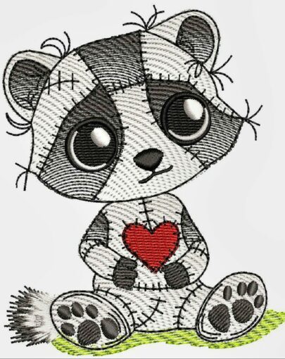 Cute Vintage Patchwork Animals - Raccoon