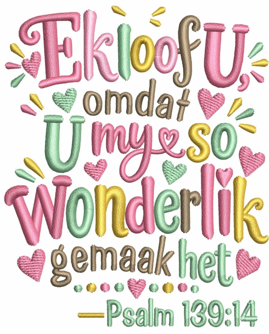 Ek loof U omdat U my so wonderlik gemaak het  - Single Design
